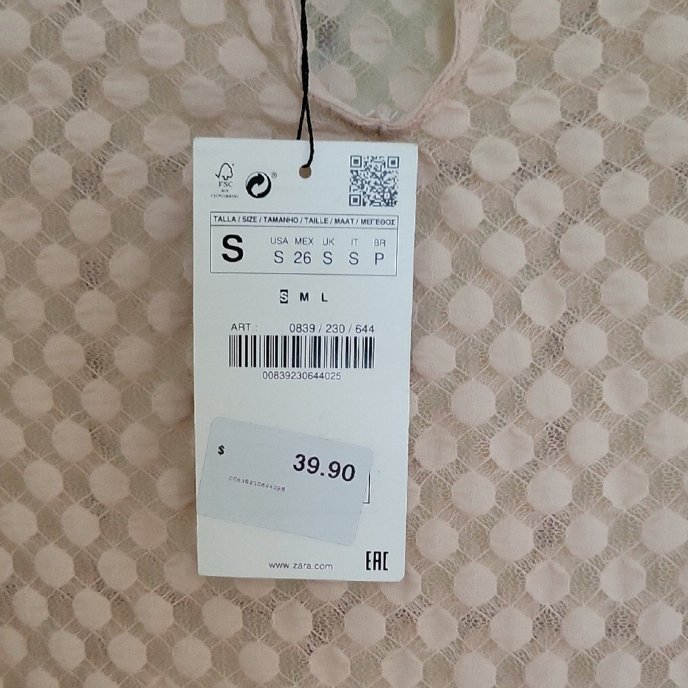 Zara Tan Fitted Graphic Long Sleeve Blouse - Picture 3 of 5